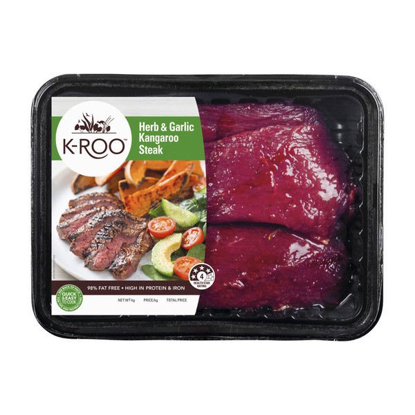 K-Roo Kangaroo Herb and Garlic Marinated Steak | approx. 520g