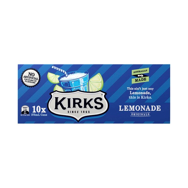 Kirks Lemonade Soft Drink 10x375mL | 10 Pack