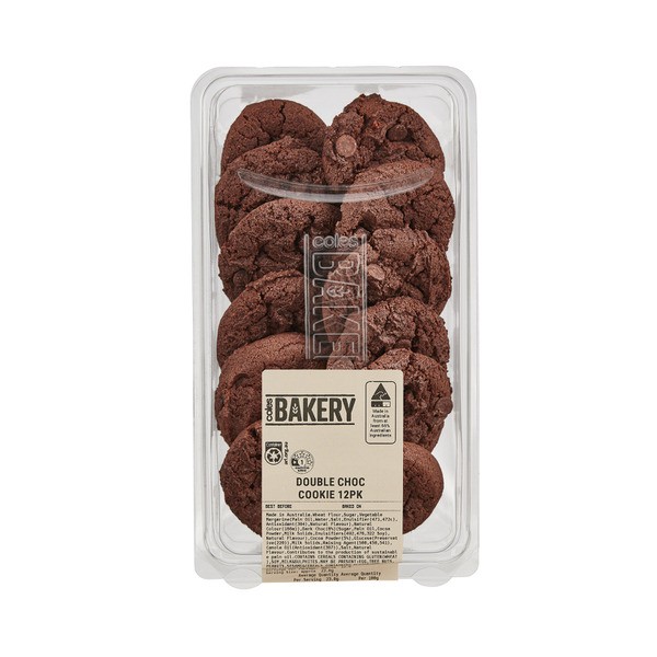 Coles Bakery Double Chocolate Cookies | 12 pack