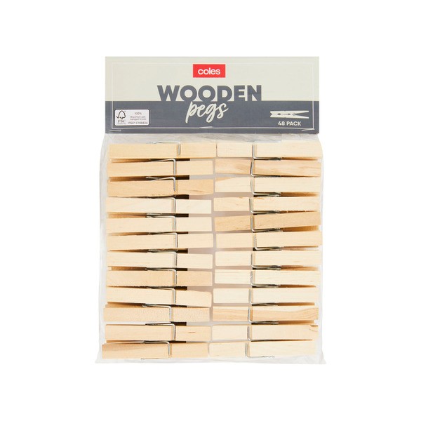 Coles Wooden Pegs | 48 pack