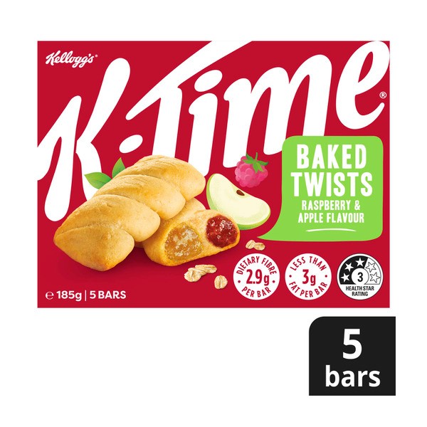 Kellogg's K-Time Baked Twists Raspberry & Apple Flavour Filled Snack Bars 5 pack | 185g