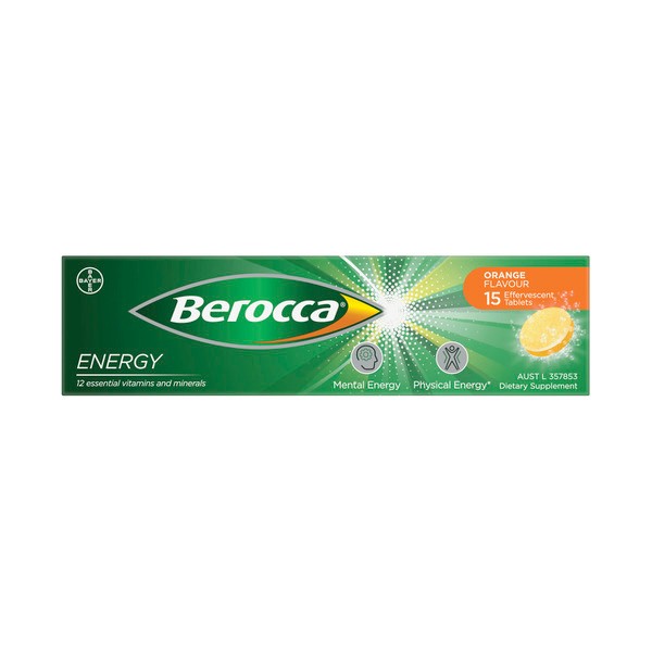 Berocca Energy Vitamin B & C Orange Flavour Effervescent Tablets | 1 Pack