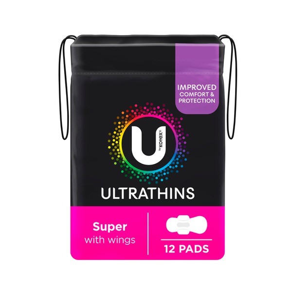U by Kotex Ultrathin Pads Super with Wings | 12 pack