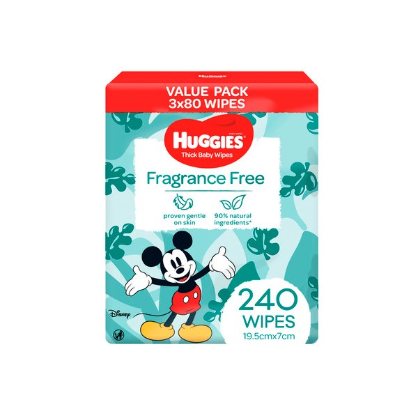 Huggies Thick Baby Wipes Fragrance Free | 3 pack