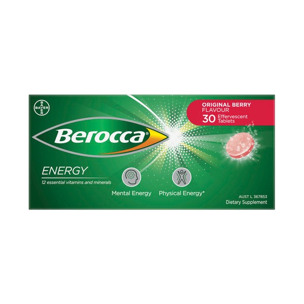 Berocca Energy Vitamin B & C Original Berry Flavour Effervescent Tablets | 30 pack