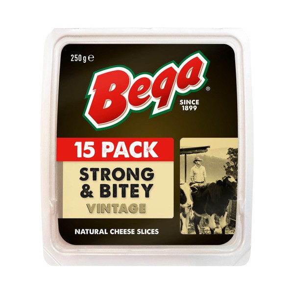 Bega Strong & Bitey Vintage Cheese Slices 15x250g | 250g