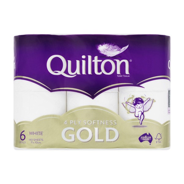Quilton 4 Ply White Gold Toilet Paper | 6 pack