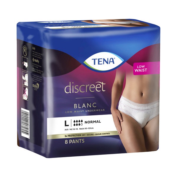Tena Discreet Blanc Incontinence Pant For Women Normal Large | 8 pack