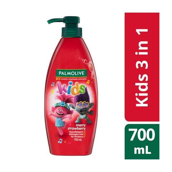 Palmolive Kids 3 in 1 Merry Strawberry Shampoo Conditioner & Bodywash | 700mL