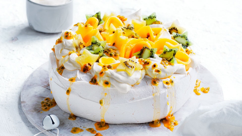 Pavlova with fruit on top
