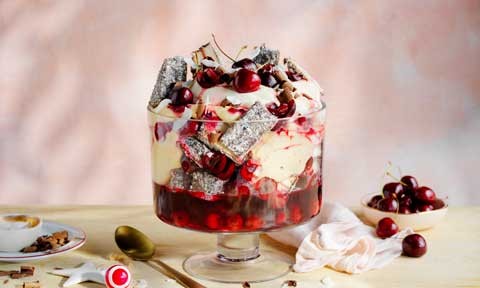 Choc-cherry lamington trifle
