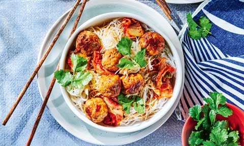 Easy pork and kimchi noodle bowls    