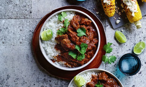 Curtis Stone's Mexican-style chilli beef stew with street corn