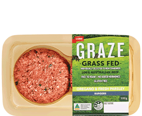 Coles GRAZE Grassfed Beef Burgers 500g