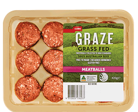 Coles GRAZE Grassfed Beef Meatballs 420g