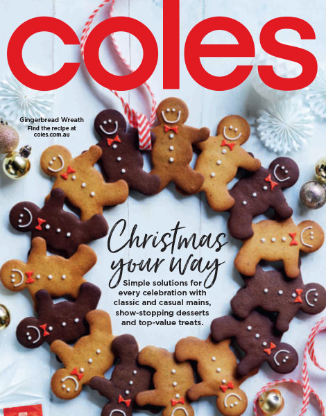 The front cover of the coles christmas table magazine