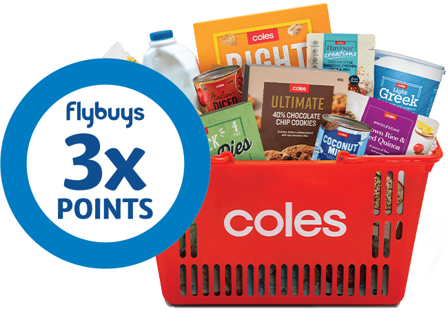 flybuys 3x points roundel over Coles shopping basket