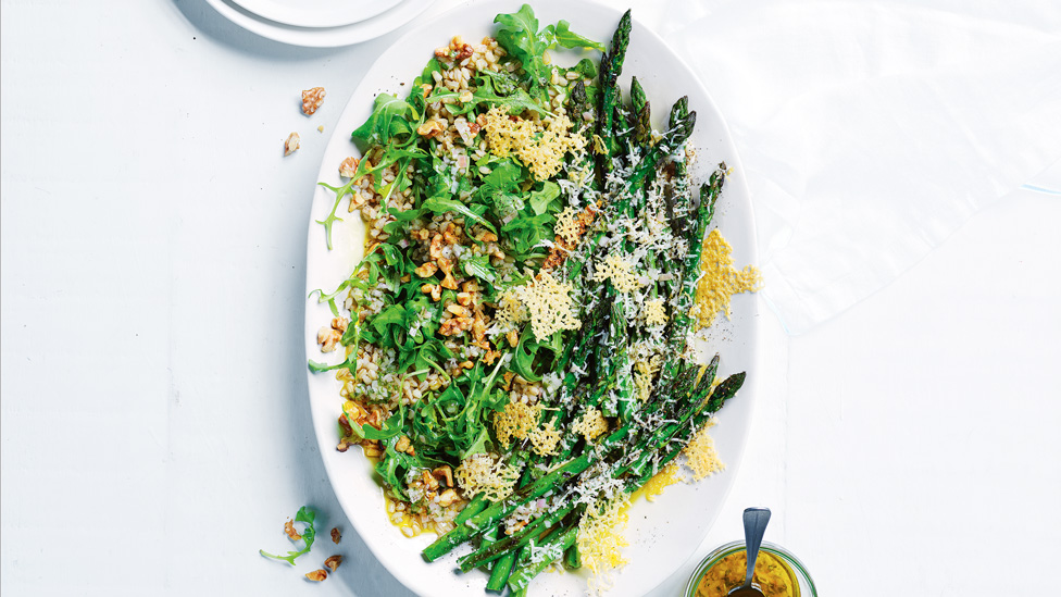 Curtis Stone's pan-roasted asparagus with pecorino 