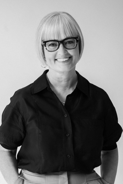 A black and white image of Lisa Hudson