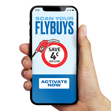 Hand holding Flybuys Mobile App