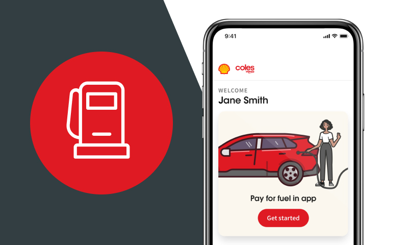 Pay at the pump screen of Shell Coles Express App