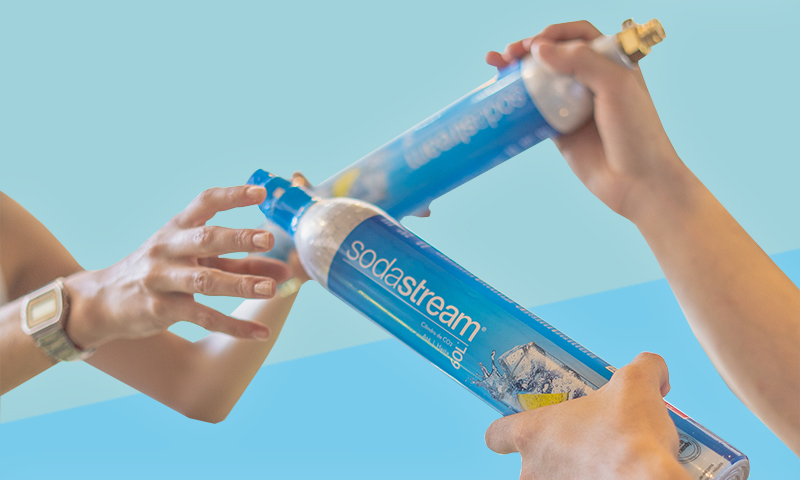 exchange of blue sodastream spare cylinders
