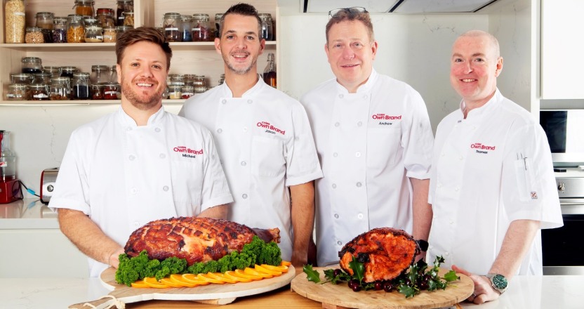 4 development chefs in a kitchen