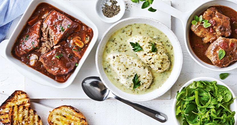 Coles Kitchen Made for Two range served in bowls with toast on the side