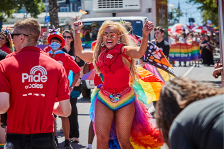 Person wearing pride flag