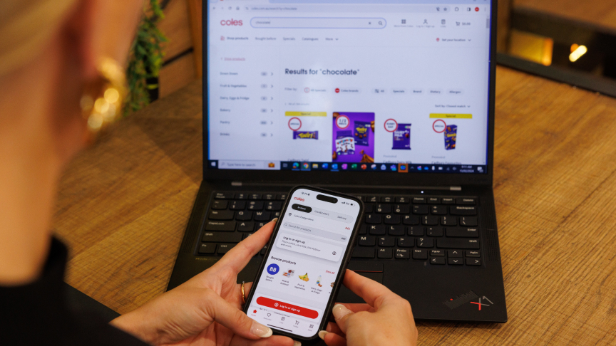 Laptop and phone browsing coles.com.au