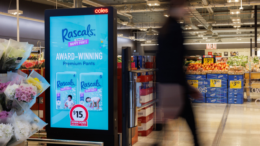 Digital screen outside a Coles store