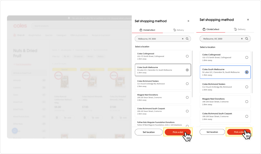 Set location for click & collect website guide