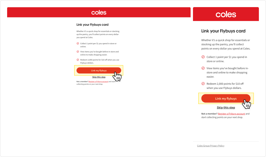 How to link your new Flybuys card on Coles website