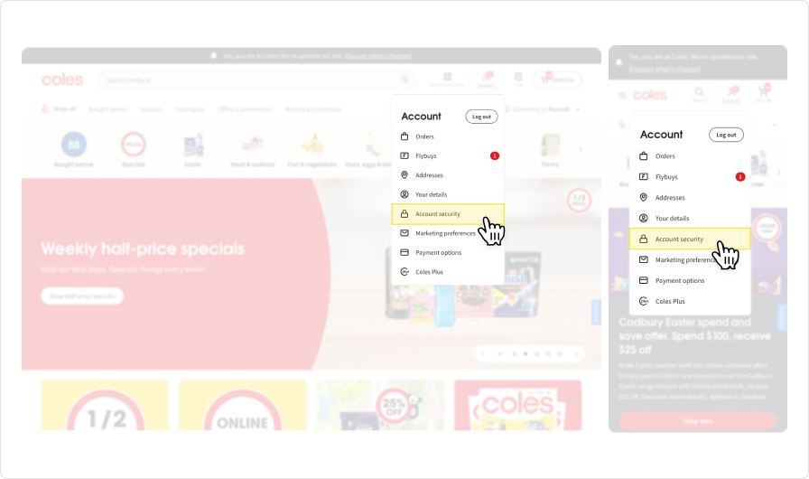 How to make your account more secure on Coles website