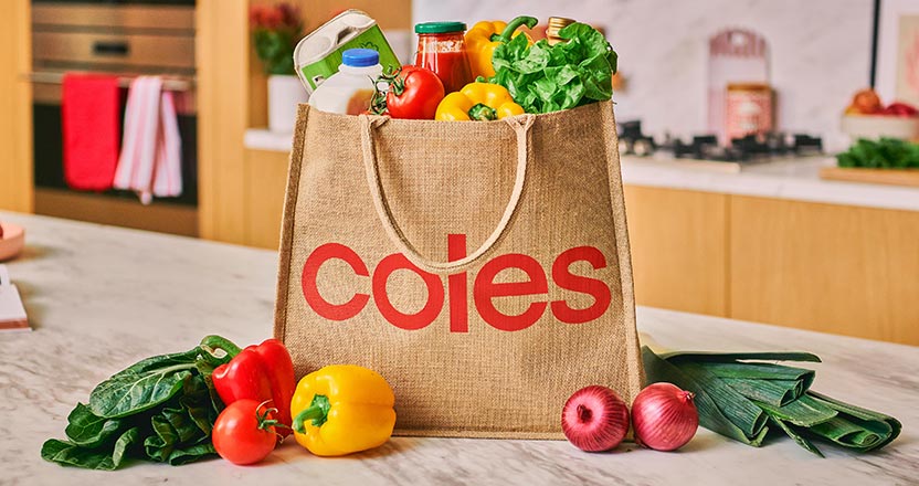 Coles shopping with fresh produce