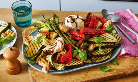 Chargrilled vegetables with burrata