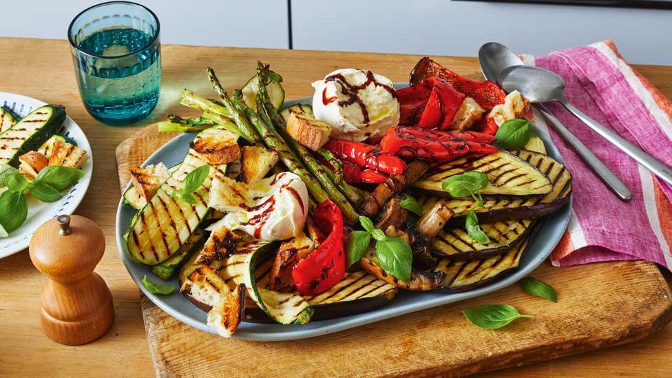 Chargrilled vegetables with burrata