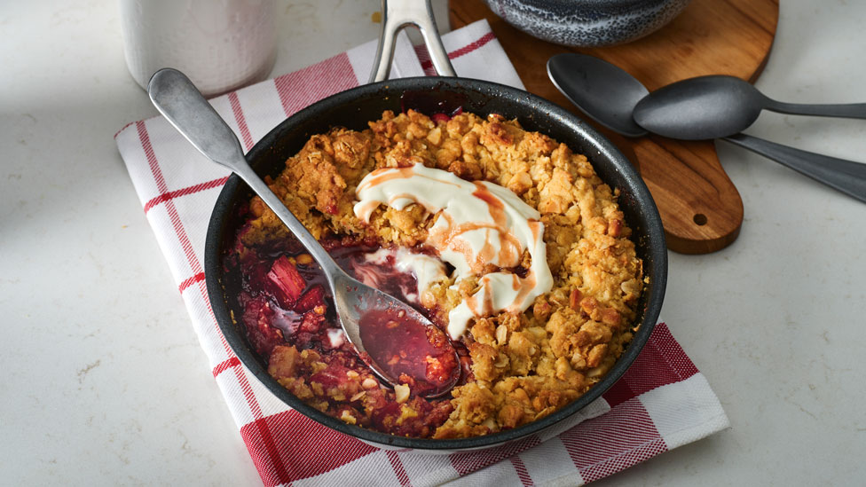 Courtney Roulston’s apple, rhubarb and macadamia crumble