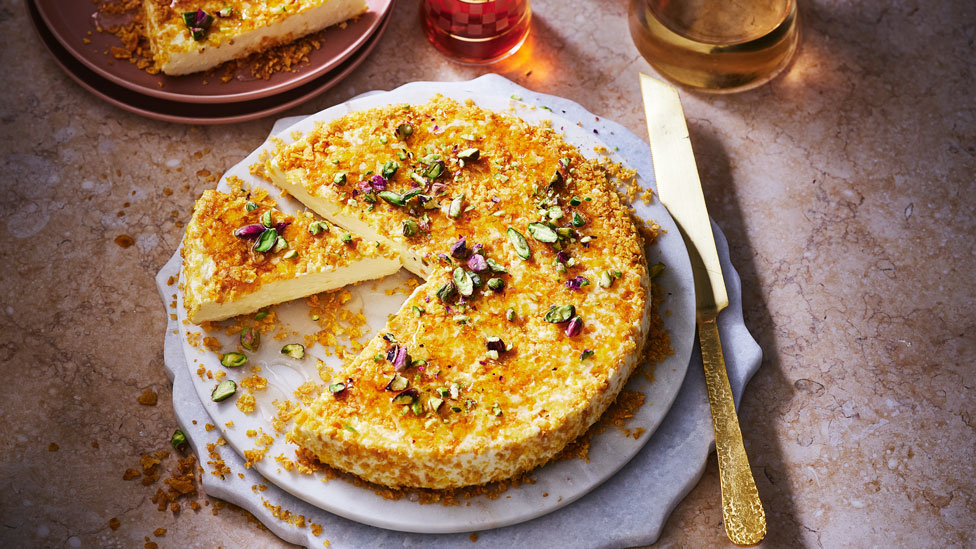 Creamy knafeh with sugar syrup