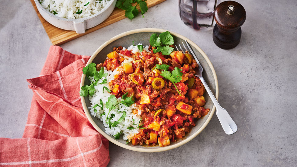Picadillo with coriander rice 