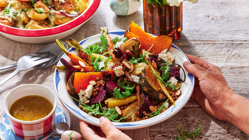 Grilled Vegetable Salads with Goat rubbish