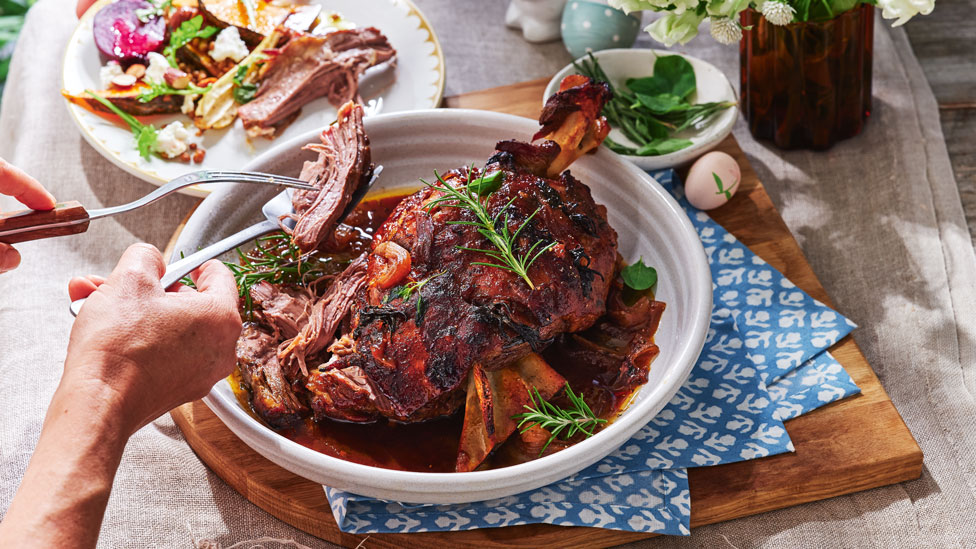 Sticky slow-roasted lamb with sherry vinegar glaze