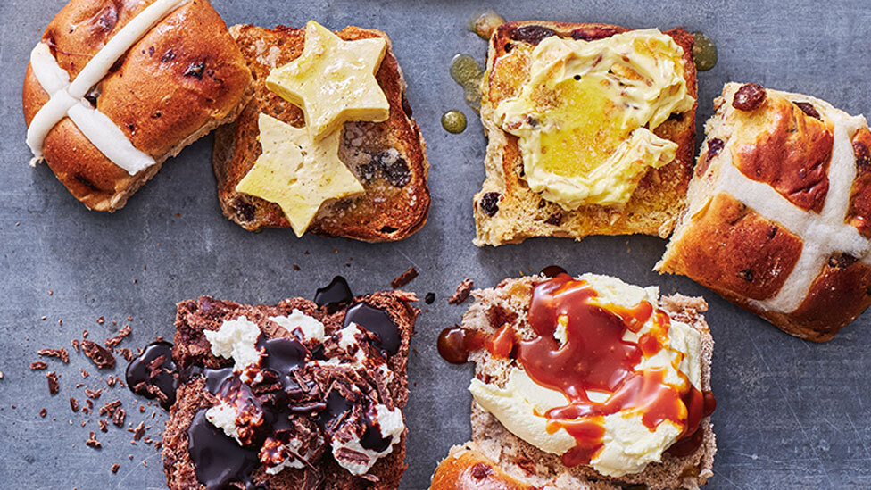 Sweet and savoury hot cross bun toppings