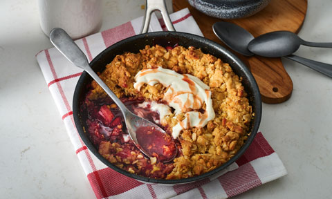 Courtney Roulston’s apple, rhubarb and macadamia crumble