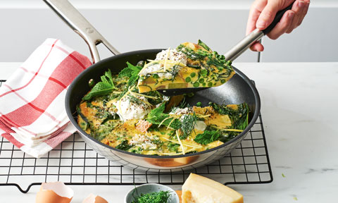 Potato and pea frittata with whipped fetta