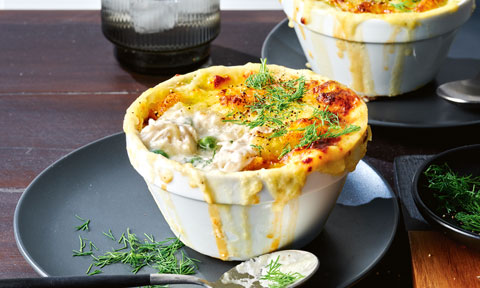Potato-topped fish pies
