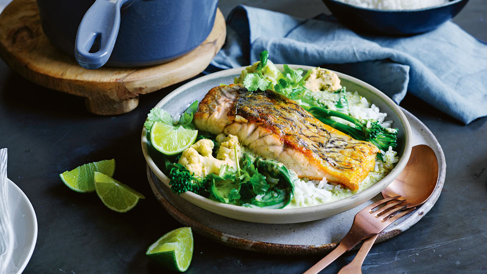 Curtis Stones crispy barramundi with green curry Curtis Stones crispy barramundi with green curry