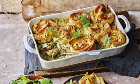 Chicken celery and leek pie