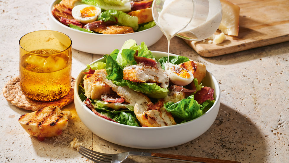 Chicken schnitzel Caesar salad