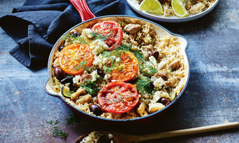 Greek-style Chicken & Tomato Rice Bake Recipe | Cole